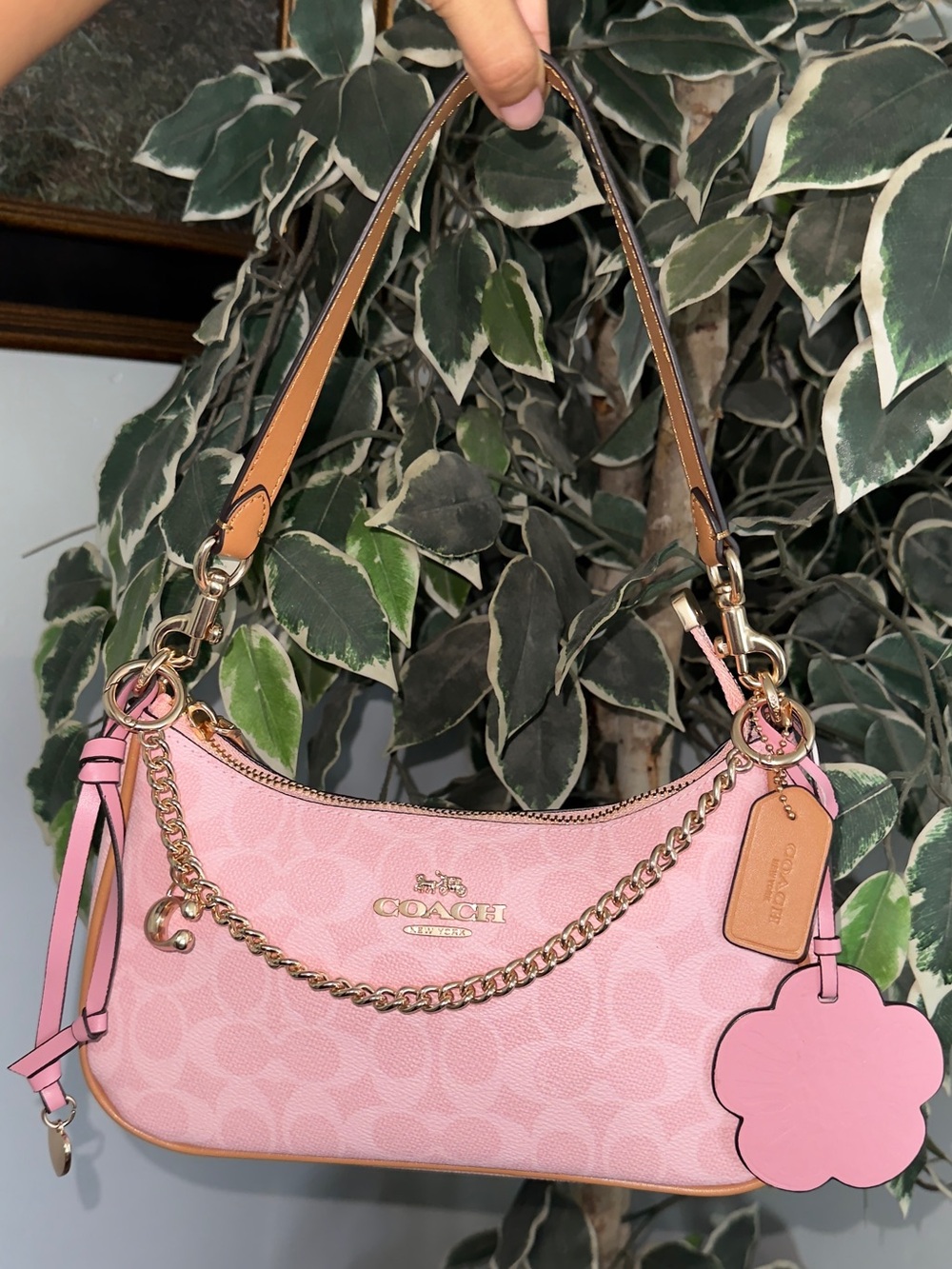 Coach Powder Pink Charm Teri Shoulder Bag with Gold Chain - Picture 2 of 8
